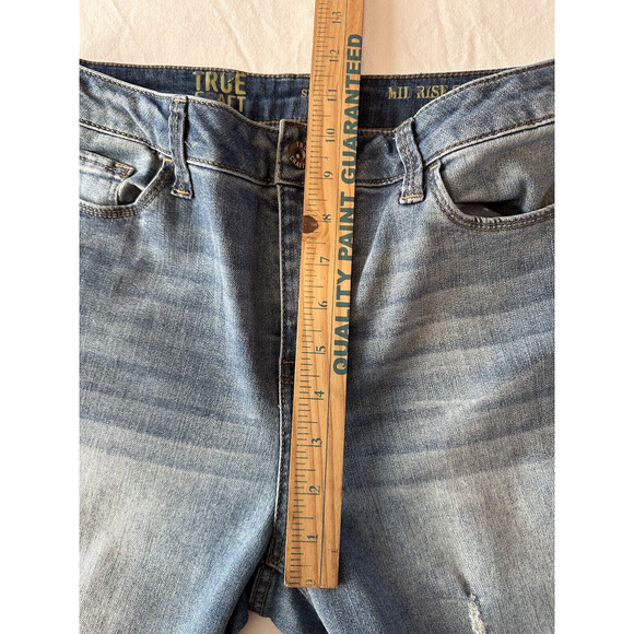 True Craft Jeans Mid Rise Skinny Women's Size 11 x 29inseam Blue Distressed - Picture 11 of 14